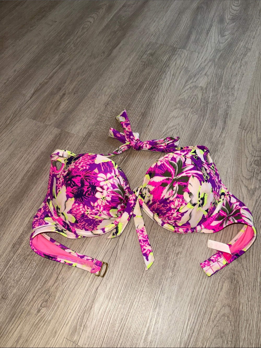 Victoria's Secret Pink Purple Floral Halter Bikini Top
